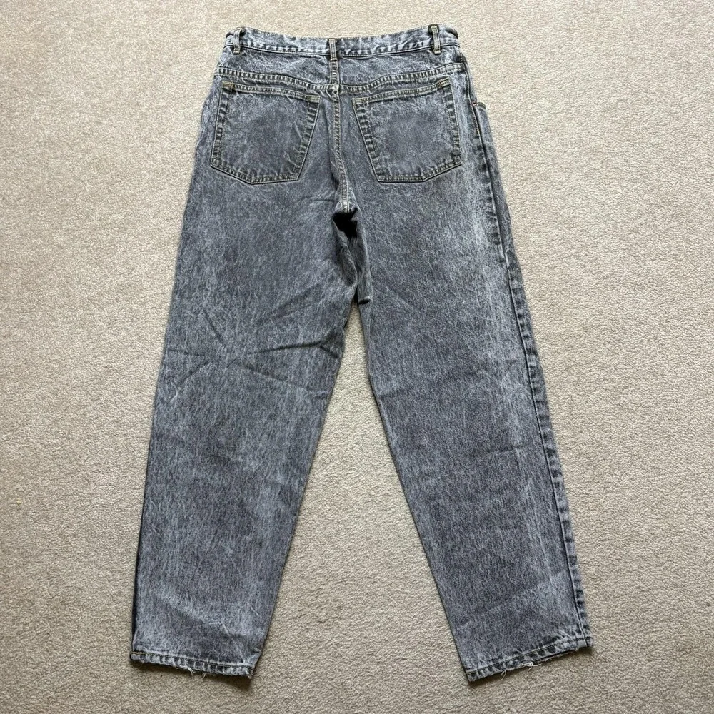 Vtg 80s Gap Jeans 32x30.5 Gray Relaxed Tapered Acid Wash Button Fly Denim Pants